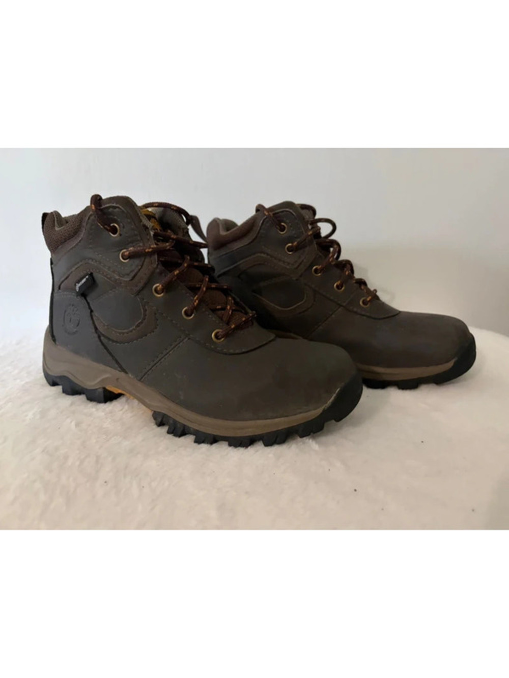 Timberland Mt Maddsen Boys 1.5 Waterproof Brown Leather Hiking Boots NWOT